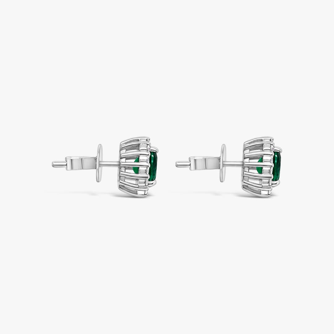 Aretes topos Bauer Esmeraldas oro blanco 18K, esmeraldas y diamantes — imagen 1