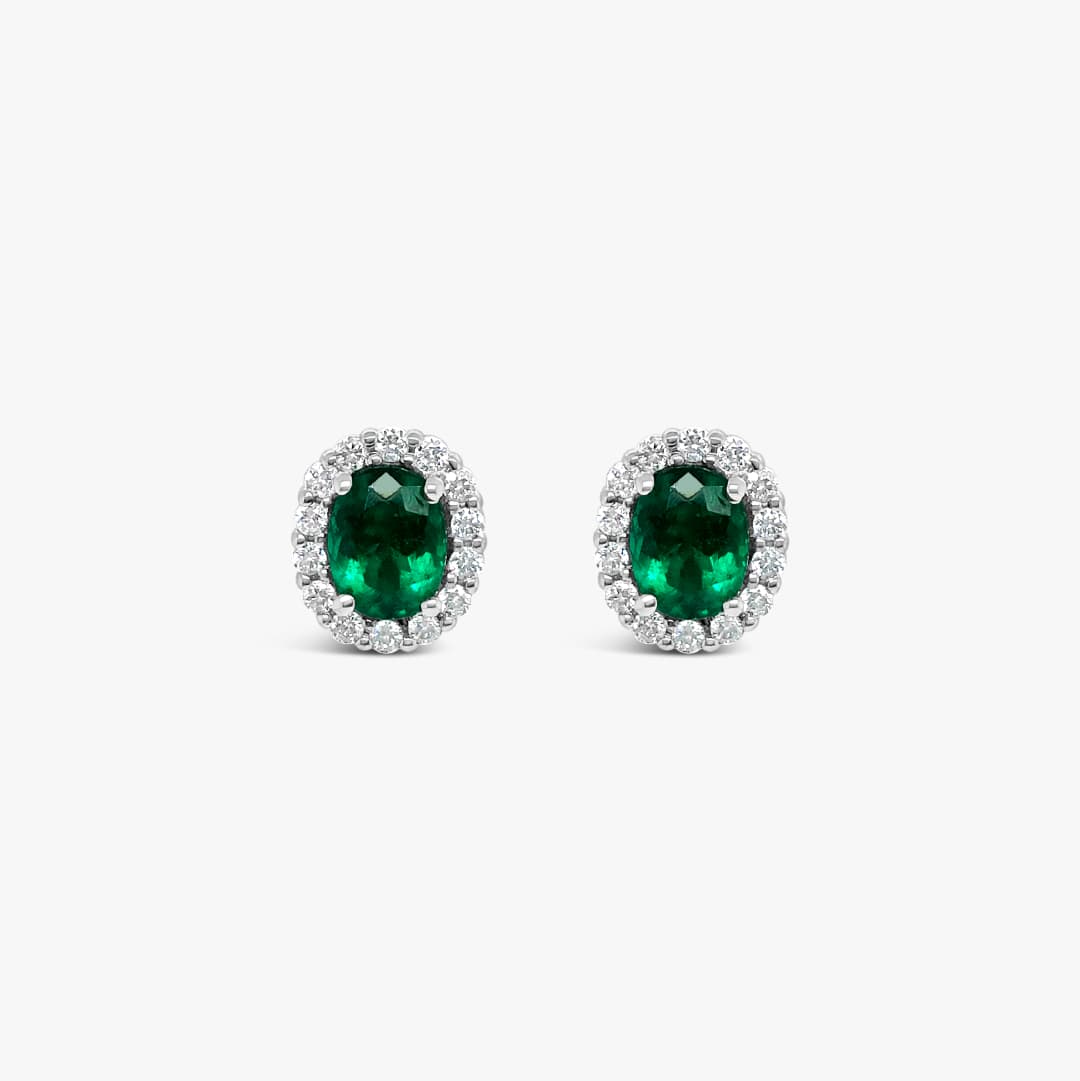 Aretes topos Bauer Esmeraldas oro blanco 18K, esmeraldas y diamantes — imagen 3